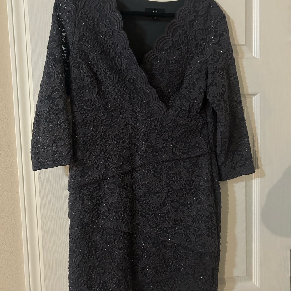 Ronni Nicole Charcoal Lace Long Sleeve Dress